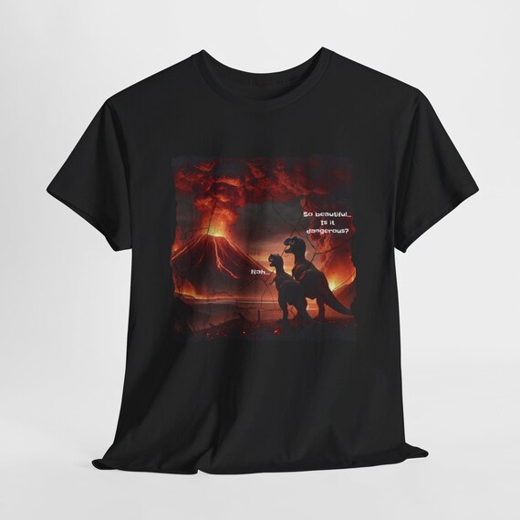 funny dino volcano shirt, dinosaurs extinction tee