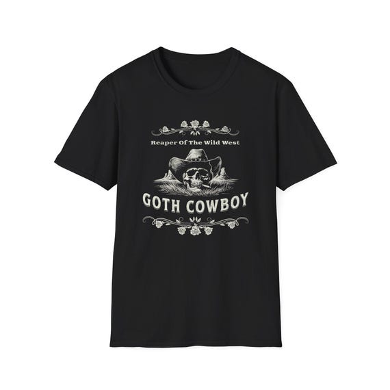 Goth Cowboy shirt - Western Gothic Cowgirl t-shirt Skull And Hibiscus Graphic Tee
