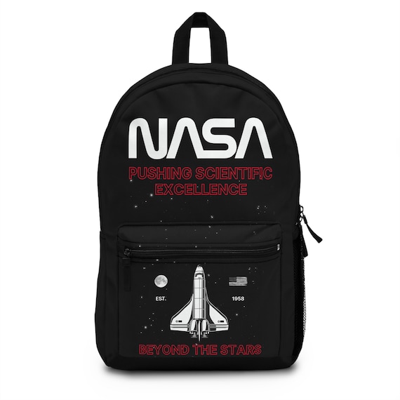 NASA Backpack: Black Spaceship Design, Waterproof Polyester, 13-Liter - Estelle Gift Shop