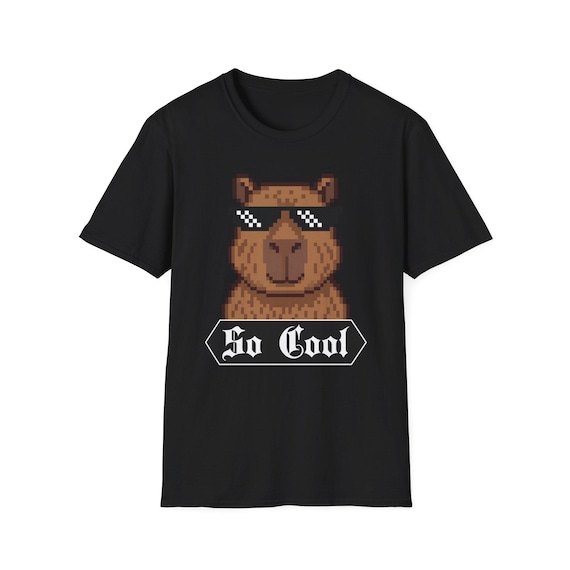Pixelated Capybara Shirt With Thug Pixel Sunglasses | So Cool Tee for Adults - Estelle Gift Shop