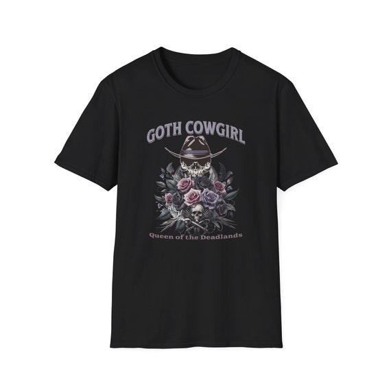 Goth Cowgirl T-Shirt: Western Gothic Skull & Roses Tee - Estelle Gift Shop